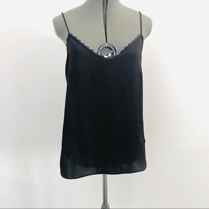 H&M black camisole tank with lace trim size 10